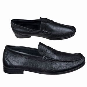 Sandrino PLACIDO Leather Men's Penny Loafer Shoe Black Sz 10.5 D